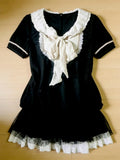 Purpdrank  2000s Japan Style Kawaii Lolita Slim Dress Y2k Harajuku Vintage Sweet Summer Short Party Dress Lace Bow Patchwork Mini Dress