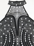 Purpdrank  Sexy see through rhinestone black summer dress women clothing backless club birthday party dress vestidos midi evening dresses