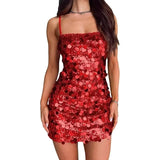 Purpdrank  Silver Sexy Backless Sequined Dress for Women 2025 Fashion Spaghetti Straps Cocktail Party Prom Summer Dresses Bodycon Mini Tube