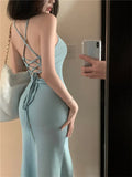 Purpdrank  Sexy Backless Dress for Women Spring 2025 New Ladies Slim Straps Bodycon Suspender Dress High Street Fashion Vestidos Femininos
