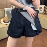 Purpdrank  Fashion Irregular Pleated Denim Skirts for Women Summer 2025 New High Waist Slim A-line Skirt Pants Female Mini Shorts Skirt