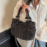 Purpdrank   Fashion Washed Denim Tote Bag Women Simple Large Capacity Shoulder Bag Ladies Daily Casual Versatile Handheld Crossbody Bag