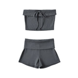 Purpdrank  Sexy Short sets womens 2 pieces Summer vacation oufits beach sets womens 2 pieces knitted shorts set women two pieces set new in