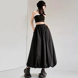 Purpdrank  Gigh Quality Spring Summer Vintage Cargo Bud Women's Skirts High Waist Solid Casual A-line Skirts Pockets Female Faldas