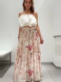 Purpdrank  Chic Strap Sleeveless Backless Crop Tops A-line Long Skirts Suits Elegant Printed Skirts Sets for Women 2025 New Vacation Outfit