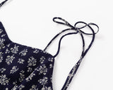 Purpdrank  Retro Red with White Flower Print V neck Corset Style Bow Lacing Up Sling Dress Sexy Women Slim Summer Dresses Holiday Robe