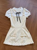 Purpdrank  Japanese Style Sweet Polka Dot Women Dress Elegant Fake 2 Piece Set Cute Bow Dress Fashion Princess Chic Korean Popular Clothes