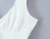 Purpdrank  Sexy White V neck Low Ruched Bra Chest Tank Tops Women Tie Bow Sashes Zipper Back Crop Tank Girl Tee