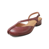 Purpdrank   Luxury Mid Heel Sandals Women Summer Genuine Leather Split Toe Slingbacks Ballet Shoes Brand Designer Banquet Wedding Sandalias