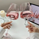 Purpdrank  Pink Crystal Wine Glasses Slanted Mouth Goblets  Ideal Valentine'S Day Gift Bars & RestaurantsDay Wine Wine Glasses for Couples