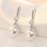 Purpdrank - Exquisite Fashion Silver Color Water Imitation Pearls Drop Earrings for Women Shiny Red Green Round Imitation Pearls Earrings