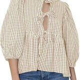 Purpdrank  New European and American Sweet Casual Strap Crew Neck Bubble Sleeve Versatile Shirt