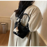  Purpdrank   New Sweet Style Zipper PU Square Women's Shoulder Crossbody Bag Solid Color Popular Commuting Fashion Small Square Bag