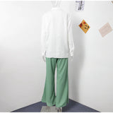 Purpdrank  Casual Print Pants Sets Women Loose Lapel Single Breasted Long Sleeve Shirts Solid Wide Leg Pant 2025 Summer Lady Elegant Outfit
