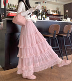 Purpdrank  High Quality Wedding Mesh Skirt Women 2025 Summer French Romantic High Waist Long Skirt Female Elegant Streetwear Holiday Faldas