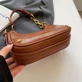Purpdrank  Retro Underarm Shoulder Bags For Women Luxury Designer Purse And Handbags French Style Pure Color Chain Crossbody Bag