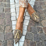 Purpdrank - Women Shoes 2023 Spring Casual Female Shoes Faux Suede Pointed Toe Office Leopard Print Flat Muller Shoes Size 43