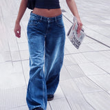 Purpdrank  Women Y2K Low Rise Baggy Jeans Retro Aesthetic Loose Fit Boyfriend Straight Wide Leg Jeans Trendy Stretch Long Denim Pants