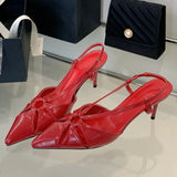 Purpdrank  Designer Hollow Cross Tied Thin High Heels Sandals Women Fashion Pointed Toe Shallow Slide Sandals Sexy Slingback Wedding Shoes