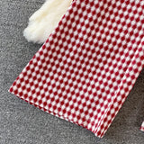 Purpdrank  Summer Fashion Casual Women's Black White Plaid Backless Slim Holiday High Waist Slip Wide Leg Pant Jumpsuit Versatile