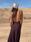 Purpdrank  Women's Evening Dresses Halter Backless Long Dress Autumn Female Velvet Sleeveless Slim Pleat Partywear Chic Ladies Vestido
