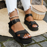 Purpdrank  Women's summer fashionable and wear-resistant rubber-soled beach sandals, casual thick-soled large-sized Roman sandals for women
