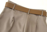 Purpdrank  European and American style 2025 new silk satin texture belted high-waisted casual wide-leg pants, fashionable and versatile flo