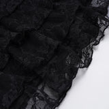 Purpdrank  Dark Solid Patchwork Lace A-Line Dress Sexy Slim O-Neck Long Sleeve Mini Dresses For Women Autumn Spring Fashion Ladies