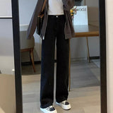 Purpdrank Woman Vintage Wide Leg Jeans Girls High Waist Pants Female Fashion Black Black Grey Retro Blue Light Blue Pink Denim Trousers