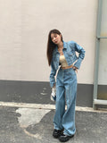 Purpdrank  Autumn Vintage Denim Women's Wide Leg Pants 2025 New High Waist Casual Loose Jeans Straight Full Length Trousers Female