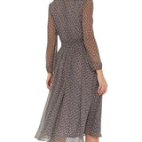Purpdrank  Fashion Women Polka Dot Chiffon Dress O Neck Long Sleeve Spring Loose A-line Party Dresses Ladies Elegant Holiday Casual Clothes