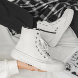 Purpdrank  Luxury Brand Men Motorcycle Boots High Top Shoes Mens Classic Outdoor Ankle Boots High Quality Lace-Up Vulcanize Shoes Sneakers