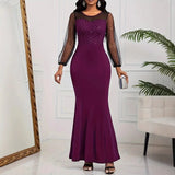 Purpdrank  Women's Slim Fit Pencil Skirt Dress Spring Autumn Long Sleeve Commuter Style Fashion Female Skirt