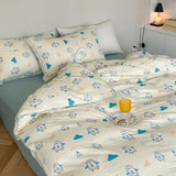 Purpdrank  Cotton four-piece set of aerobic double yarn cotton skin-friendly quilt cover small floral bed linen bed cover set