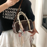 Purpdrank  Mini Square Top-handle Bags For Women Contrast Color Small Boston Shoulder Crossbody Bag 2025 New Luxury Designer Handbags