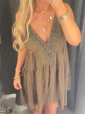 Purpdrank  Fashion Sequins Bead Sleeveless Tops Chic Women Backless Ruffle Pleated V Neck Vests 2025 Summer Female Evening Party Vestidos