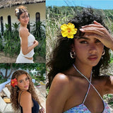 Purpdrank  New Bohemian Style Hibiscus Flower Sweet Seaside Beach Resort Style Egg Flower Hair Clip For Women