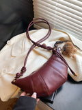 Purpdrank  Retro Brown  Crossbody Bag for Women Versatile Autumn Winter Faionable Cow Horn Bag Single oulder Soft PU Leather
