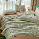 Purpdrank  Summer Quilt Four Piece Set Floral Printed Soft Bedroom Decor Bedding Set Summer Quilt Bed Sheet With Pillowcases Home Textiles