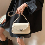 Purpdrank  Loving Heart Buckle Crossbody Bags For Women Luxury Designer Handbags Silver Color Small Shoulder Underarm Phone Bag