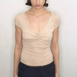 Purpdrank  Sexy Spice Lace Stitching T-Shirt Spring/Summer Women's Short Sleeve