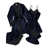 Purpdrank  4 Pieces Women's Sexy Lace Pajamas Fashion V Neck Gown Comfort Pajamas Pajamas Cami Top And Shorts Nightdress Casual Loungewear