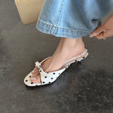 Purpdrank   New Summer Polka Dot Open Toe Woman Slippers Elegant Stripper Thin Heels Ladies Mules Slides Shoes Zapatos De Mujer