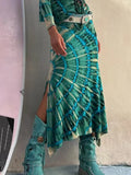 Purpdrank  Women Summer New Beach Style Simple Long Skirts Loungewear Fashion Printing Slim Vintage Patchwork Ladies Skirts Streetwear