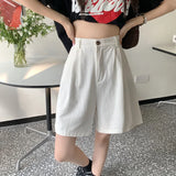 Purpdrank  Korean  Cotton Casual Shorts Women Casuial  Wide Leg Straight Short Pans Women Summer All Match Streetwear Bottoms New
