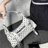 Purpdrank  New Color-Block Polka Dot Underarm Bag White Transparent Outer Bag Design Women's Large Capacity Single Shoulder Crossbody Bag