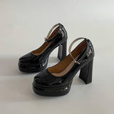 Purpdrank  Spring Thick Heel Women Mary Jane Shoes Fashion Ankle Strap Ladies Elegant Wedding Party Pumps