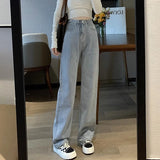 Purpdrank Woman Vintage Wide Leg Jeans Girls High Waist Pants Female Fashion Black Black Grey Retro Blue Light Blue Pink Denim Trousers