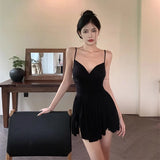 Purpdrank  Ballet Style Black Suspender Dress for Women's Summer Spicy Girl Backless Sexy Short Mini Vestidos De Mujer Fashion Club Dress