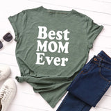 Purpdrank  Women's Loose round Ne ort Sve Cotton T-irt Thin Mom Ever Best Mom Ever Street Sle Print Creative Design Spring Su...